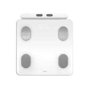 Balance connectée LIVOO DOM531W impédancemètre BIA 8 électrodes 180 kg 10 g mémoire 16 utilisateurs Bluetooth blanche