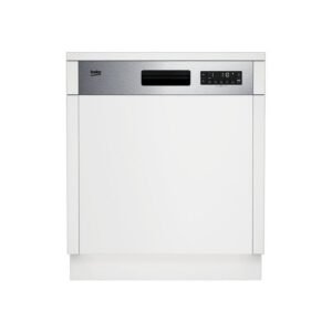 Lave-vaisselle semi-intégrable Beko BDSN28530X 60 cm Blanc avec finition inox foncé 15 couverts 6 programmes 45 dB Ouverture auto en fin de cycle