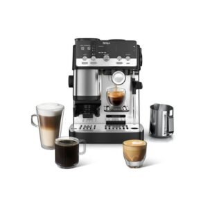 Machine à café 2-en-1 NINJA ES301EU Luxe Café Mini Espresso et Filtre Noir & Inox, moulin conique 60 réglages, buse vapeur