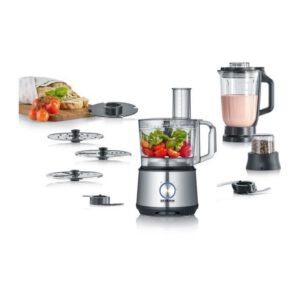 Robot Multifonctions SEVERIN KM3892 - 1200 W - Blender 1,5 L - Hachoir avec 3 disques 2en1 - Moulin à épices et grains de café
