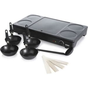 Crêpière électrique DOMO 1000 W avec 4 poêlons wok Noir