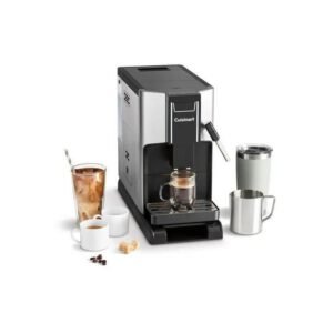 Machine à espresso automatique Cuisinart EM550E avec moulin intégré, réservoir 1,5 L, buse vapeur et mousseur lait, 19 bars, Noir