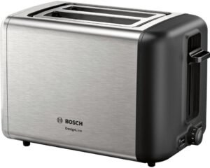 Grille-pain Bosch TAT3P420 à deux fentes et plaque large en acier inoxydable noir 970 W