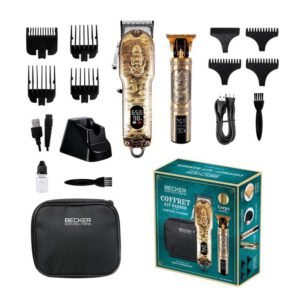 Kit 2 Tondeuses Sans Fil Cheveux Et Barbe Avec écran Led, 7 Sabots Et Trousse De Voyage - Twinbarber Becker