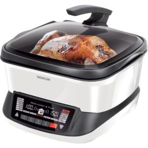Friteuse sans huile SENCOR SFR 9400WH 4,8 L 1800 W LED 18 programmes 40-240°C couvercle anti-vapeur maintien au chaud Blanc