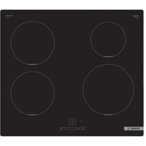 Table de cuisson induction Bosch PUE611BB5E encastrable 60 cm 4 foyers noir TouchSelect 17 niveaux PowerBoost sécurité enfant
