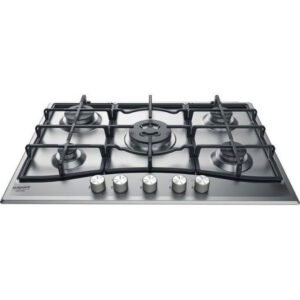 Table de cuisson gaz Hotpoint 75 cm 5 brûleurs Inox PNN 751 T/IX/HA acier brossé