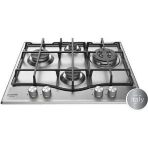 Table de cuisson gaz encastrable HOTPOINT PCN 641 T/IX/HA 60 cm 4 foyers acier inox avec grilles fonte allumage électronique commandes rotatives