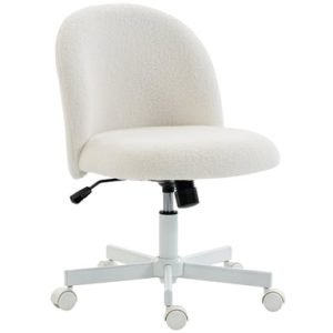 Roline Chaise de Bureau Ergonomique Tissu Bouclette Crème Réglable