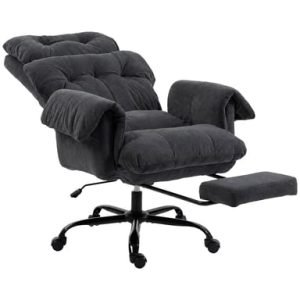 Roline Fauteuil de Bureau Ergonomique Tissu Gris avec Repose-Pieds