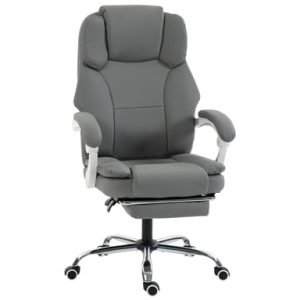 Roline Chaise de bureau ergonomique grise inclinable repose-pieds