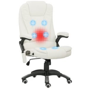 Roline Fauteuil de bureau massant et chauffant inclinable crème