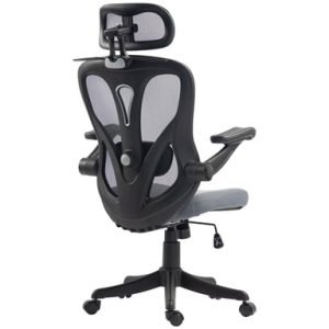 Roline Chaise de Bureau Ergonomique Grise Accoudoirs 3D Maille
