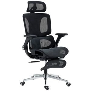 Roline Chaise de Bureau Ergonomique Maille Noire Accoudoirs 4D 120kg