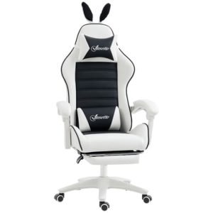 Roline Chaise Gamer Noire Oreilles de Lapin Fauteuil Ergonomique