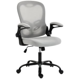 Roline Chaise de Bureau Ergonomique Grise Maille Accoudoirs Relevables