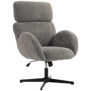 Roline Chaise de Bureau Velours Gris Ergonomique Haut Dossier