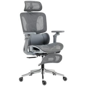 Roline Chaise Bureau Ergonomique Maille Gris Accoudoirs 6D
