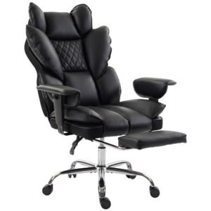 Roline Fauteuil de Direction Inclinable Chaise de Bureau 180 kg Simili Cuir Noir