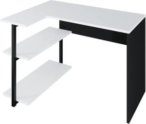 Bureau avec étagères LEVIRA Sieg II Blanc et Noir