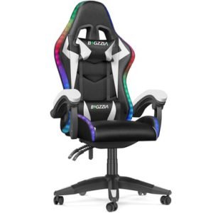 Chaise de jeu ergonomique LED Blanc