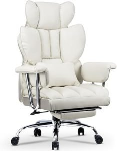 Chaise de bureau ergonomique cuir Blanc