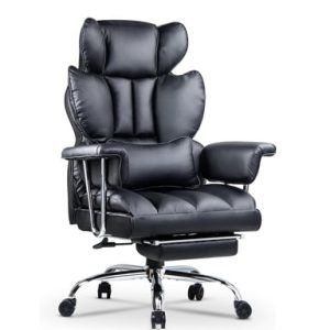 Chaise de bureau ergonomique cuir Noir