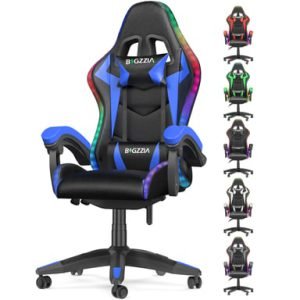 Chaise de jeu ergonomique LED Bleu