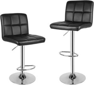 Lot 2 tabourets de bar pivotants Noir