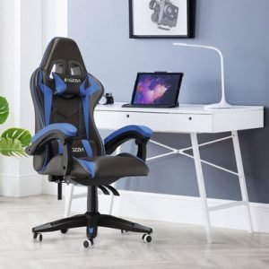 Chaise de jeu inclinable cuir PU Bleu