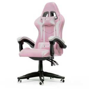 Chaise de jeu inclinable cuir PU Rose et blanc