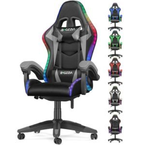Chaise de jeu ergonomique LED Gris