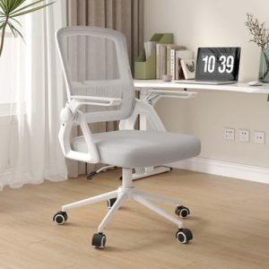 Chaise d'ordinateur pivotante accoudoir rabattable Gris
