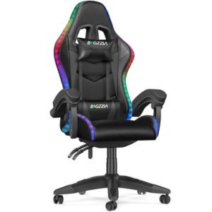 Chaise de jeu ergonomique LED Noir