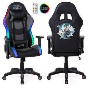 Fauteuil gaming Amstrad Elite-LED-Samurai Noir gris