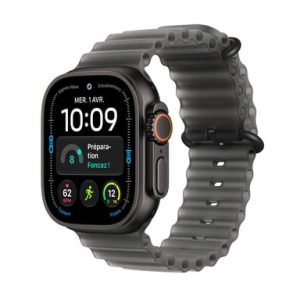 Watch Ultra 4 (GPS + Cellular) Boitier de 49 mm en Titane Noir avec bracelet Ocean Noir translucide - Taille unique
